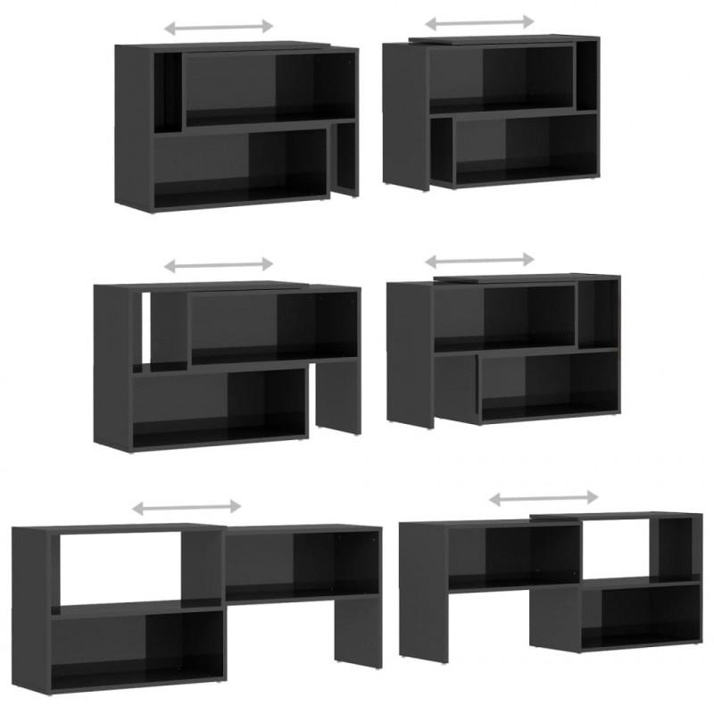 Szafka pod TV, szara, wysoki połysk, 149x30x52 cm