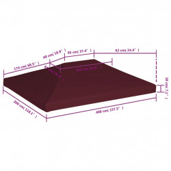 Zadaszenie do altany, 310 g/m², 3 x 4 m, bordowe