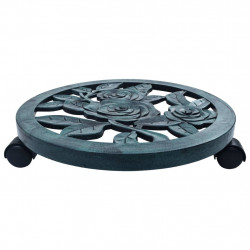 Stojaki na kółkach pod donice, 6 szt., zielone, 38 cm, plastik