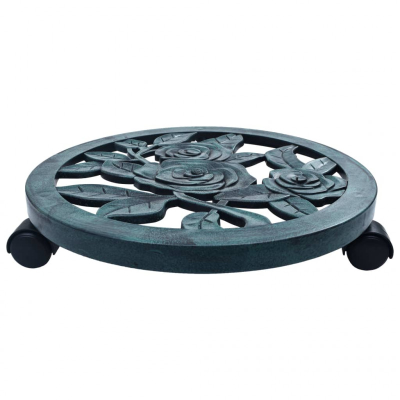 Stojaki na kółkach pod donice, 6 szt., zielone, 38 cm, plastik