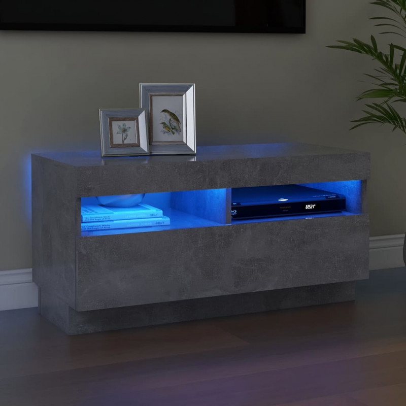 Szafka pod TV z oświetleniem LED, szarość betonu, 80x35x40 cm