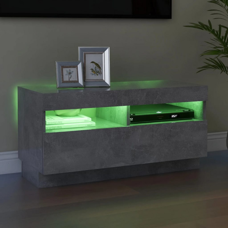 Szafka pod TV z oświetleniem LED, szarość betonu, 80x35x40 cm