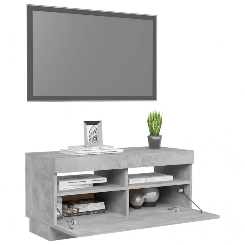 Szafka pod TV z oświetleniem LED, szarość betonu, 80x35x40 cm