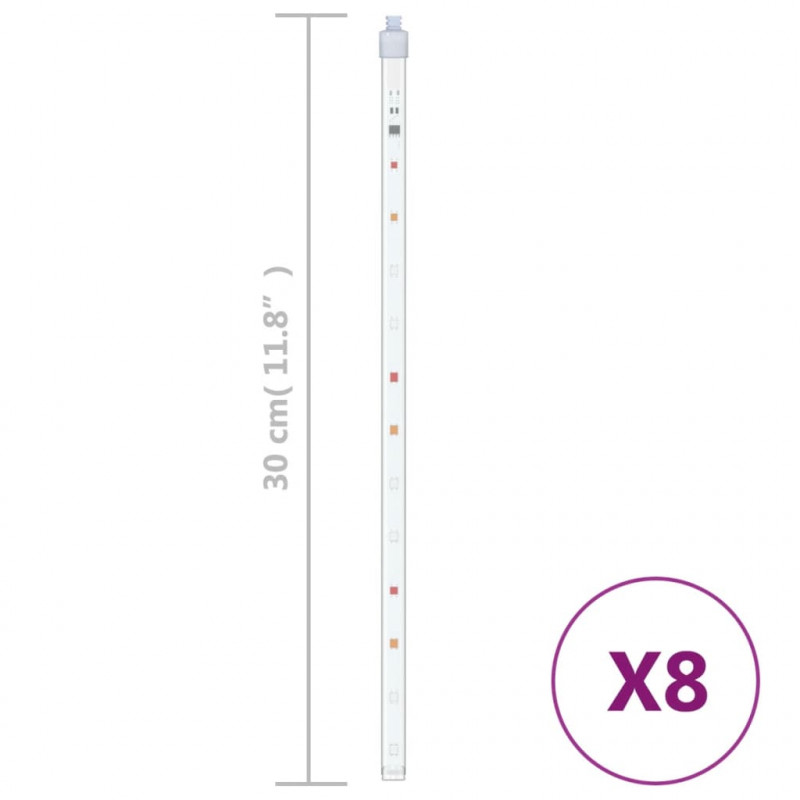 Lampki meteory, 8 szt., 30 cm, 192 kolorowych LED, wewn./zewn.
