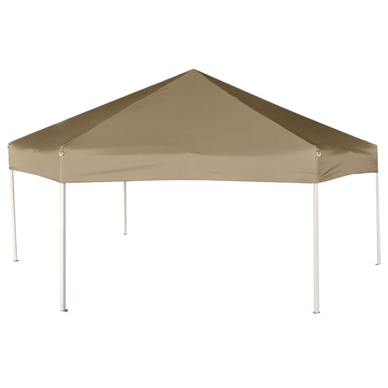 Zadaszenie ogrodowe ze ścianami, sześciokątne, 3,6x3,1 m, taupe