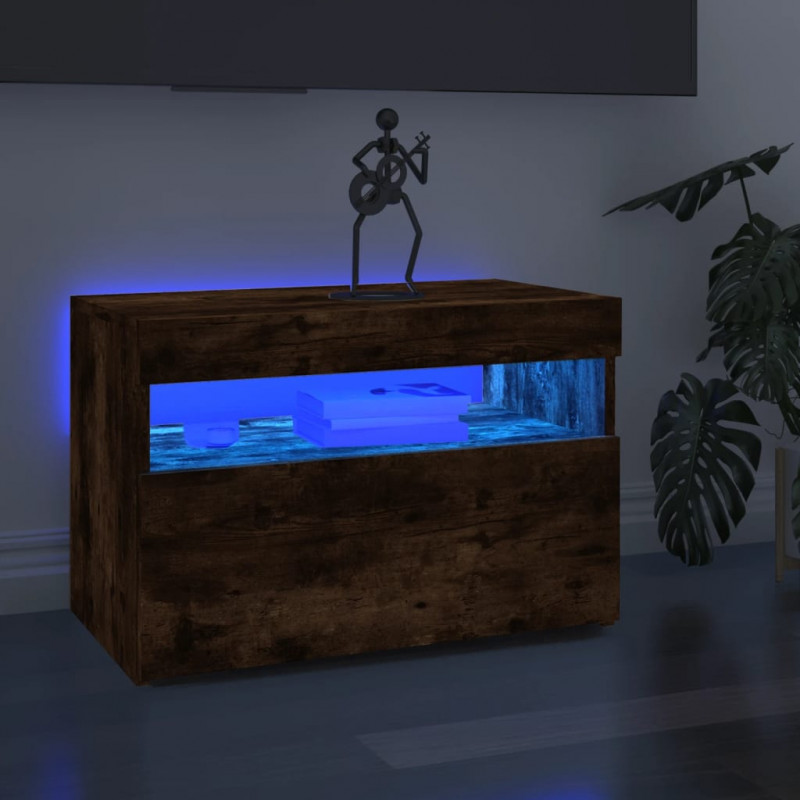 Szafki pod TV z LED, 2 szt., przydymiony dąb, 60x35x40 cm