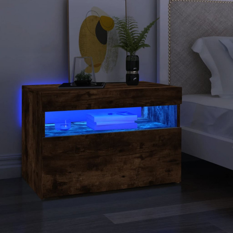 Szafki pod TV z LED, 2 szt., przydymiony dąb, 60x35x40 cm