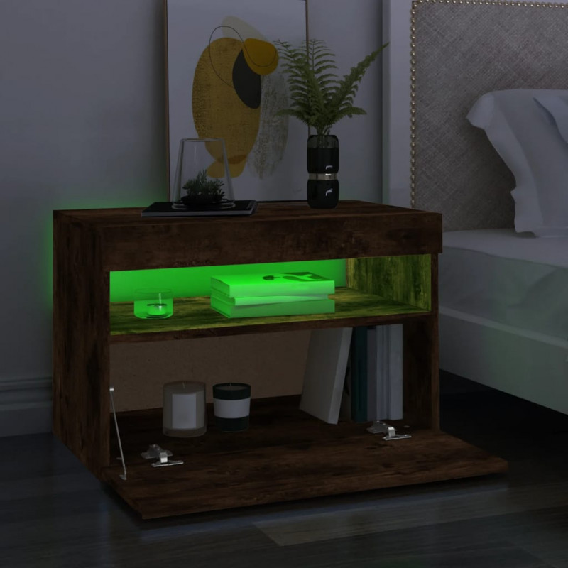 Szafki pod TV z LED, 2 szt., przydymiony dąb, 60x35x40 cm