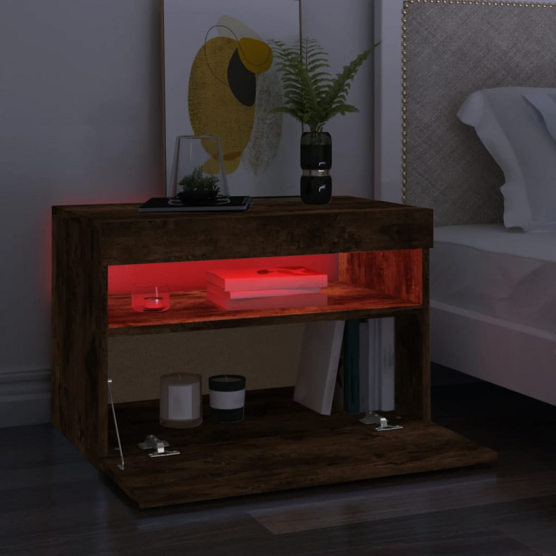 Szafki pod TV z LED, 2 szt., przydymiony dąb, 60x35x40 cm