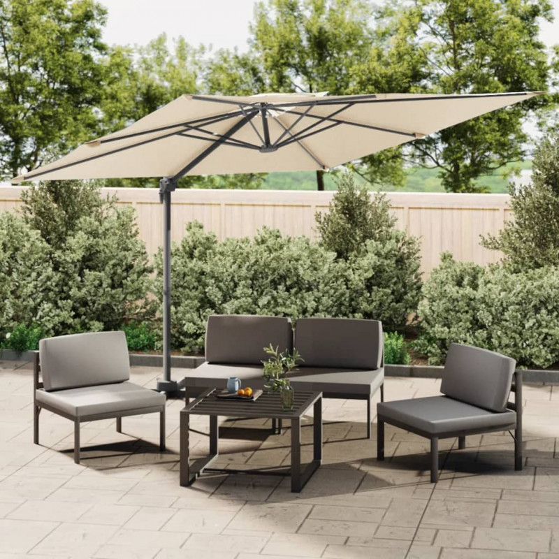 Wiszący parasol z podwójną czaszą, piaskowy, 400x300 cm
