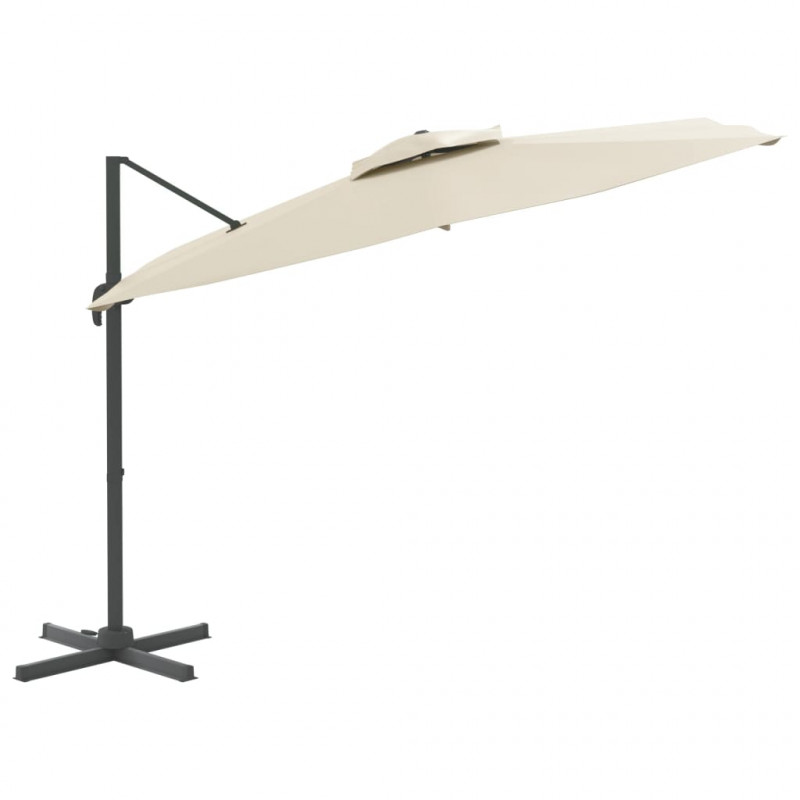 Wiszący parasol z podwójną czaszą, piaskowy, 400x300 cm