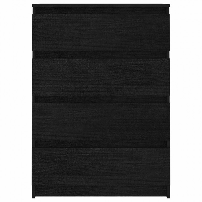 Komoda, czarna, 60x36x84 cm, lite drewno sosnowe