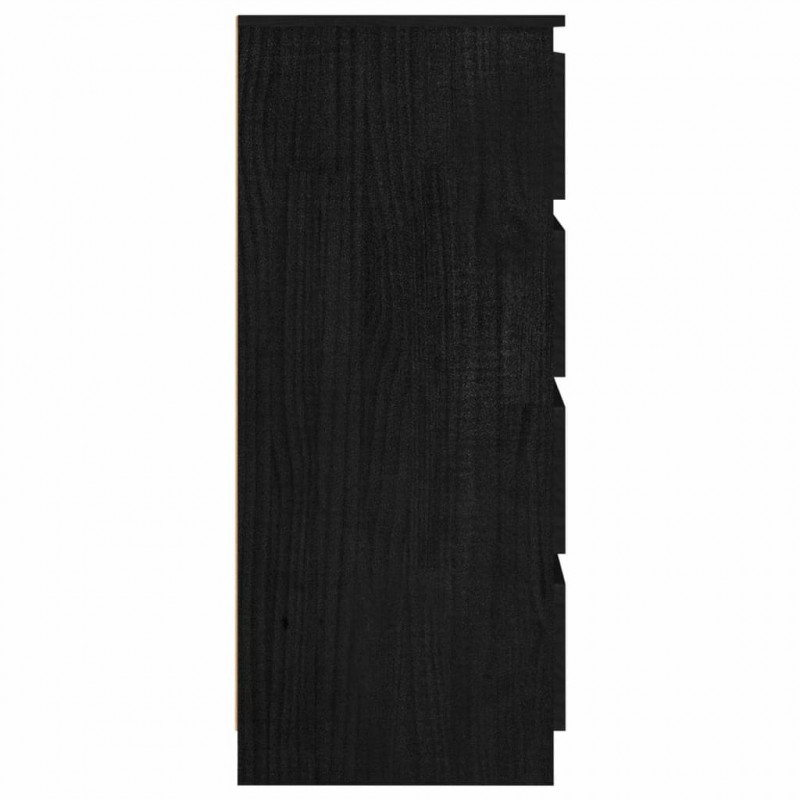 Komoda, czarna, 60x36x84 cm, lite drewno sosnowe