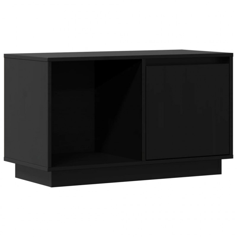 Szafka pod telewizor, czarna, 74x35x44 cm, lite drewno sosnowe