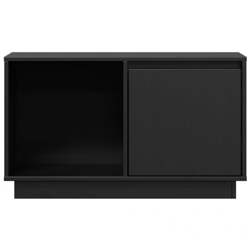 Szafka pod telewizor, czarna, 74x35x44 cm, lite drewno sosnowe