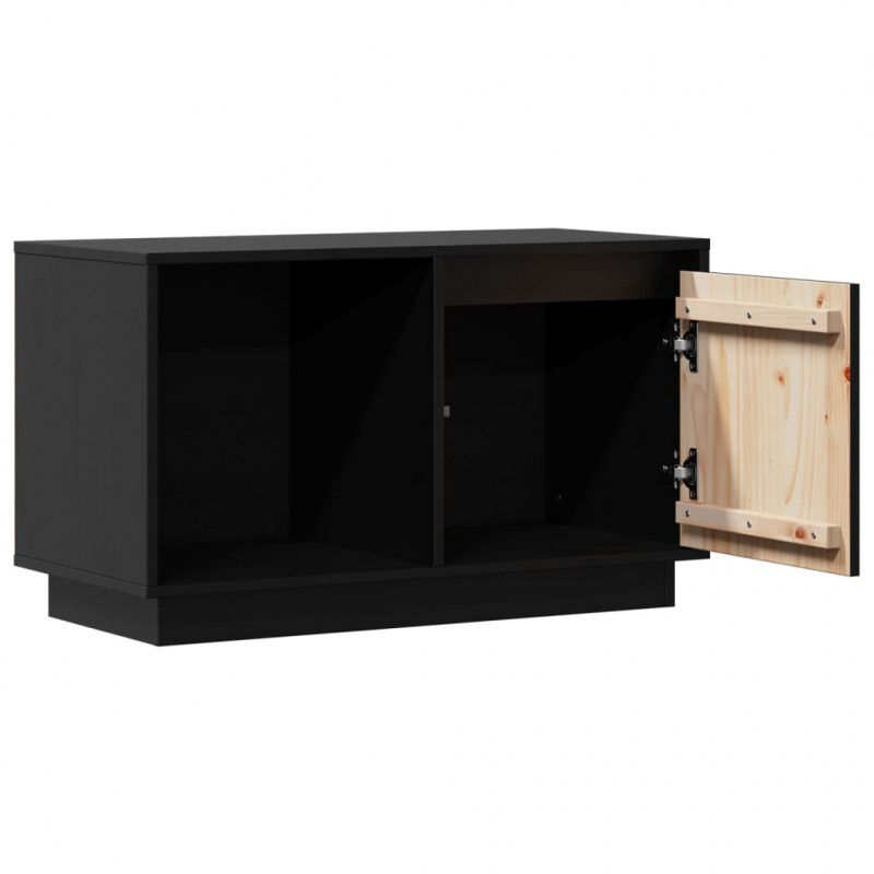 Szafka pod telewizor, czarna, 74x35x44 cm, lite drewno sosnowe