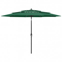3-poziomowy parasol na aluminiowym słupku, zielony, 3 m