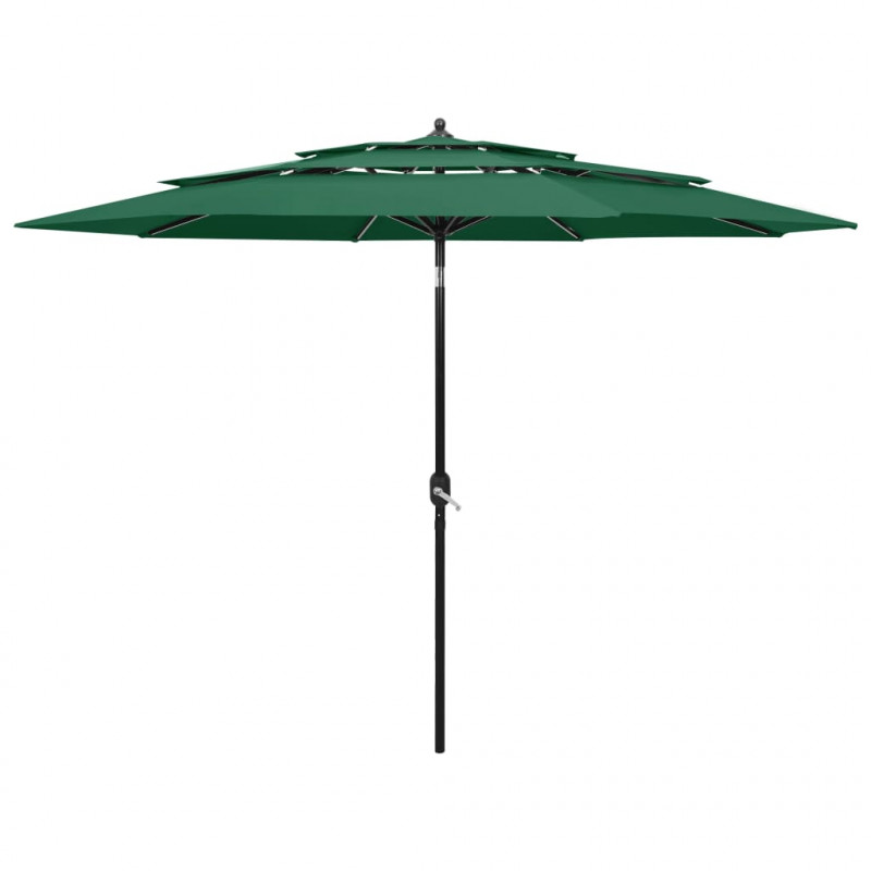 3-poziomowy parasol na aluminiowym słupku, zielony, 3 m