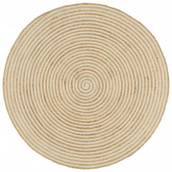 Dywanik ręcznie wykonany z juty, spiralny wzór, biały, 90 cm