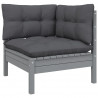 2-osobowa sofa ogrodowa z antracytowymi poduszkami, sosnowa
