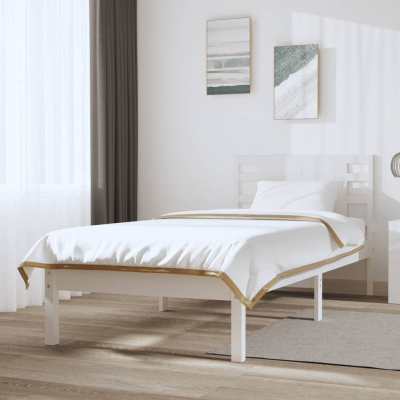 Rama łóżka bez materaca, biała, 100x200 cm, lite drewno sosnowe