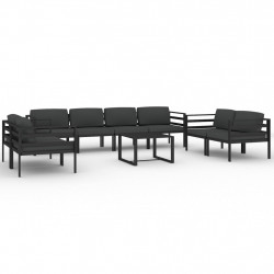 9-cz. zestaw mebli ogrodowych, poduszki, aluminium, antracyt