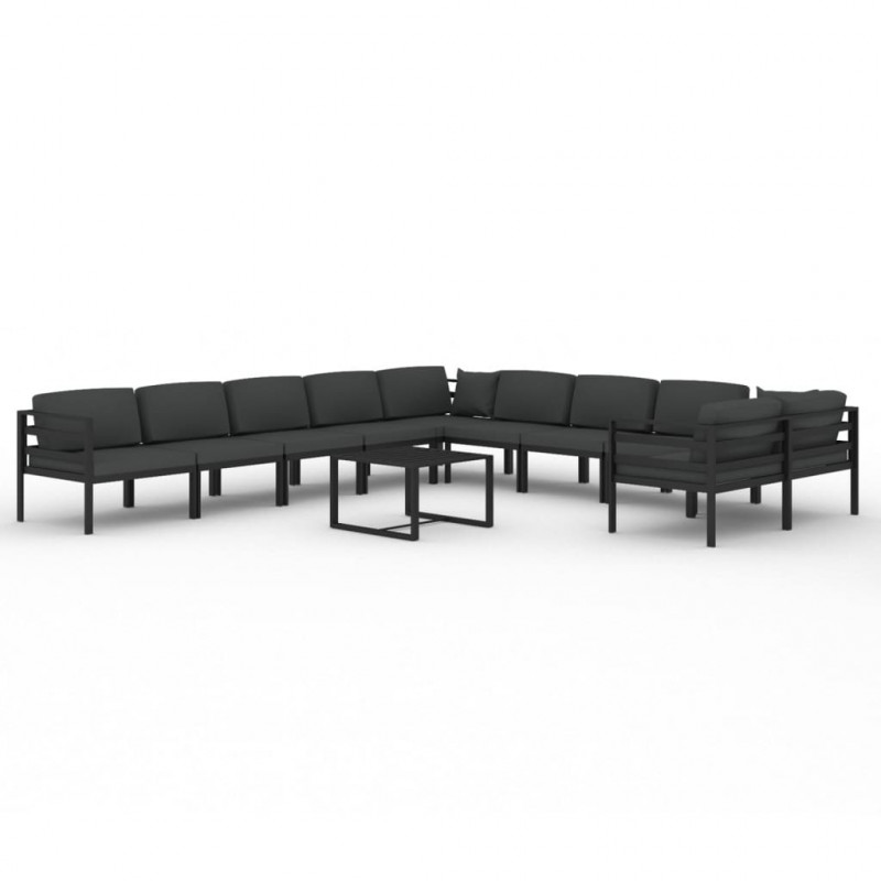 11-cz. zestaw mebli ogrodowych, poduszki, aluminium, antracyt