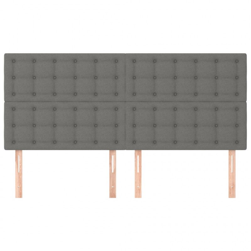 Zagłówki do łóżka, 4 szt., ciemnoszary, 100x5x78/88 cm, tkanina