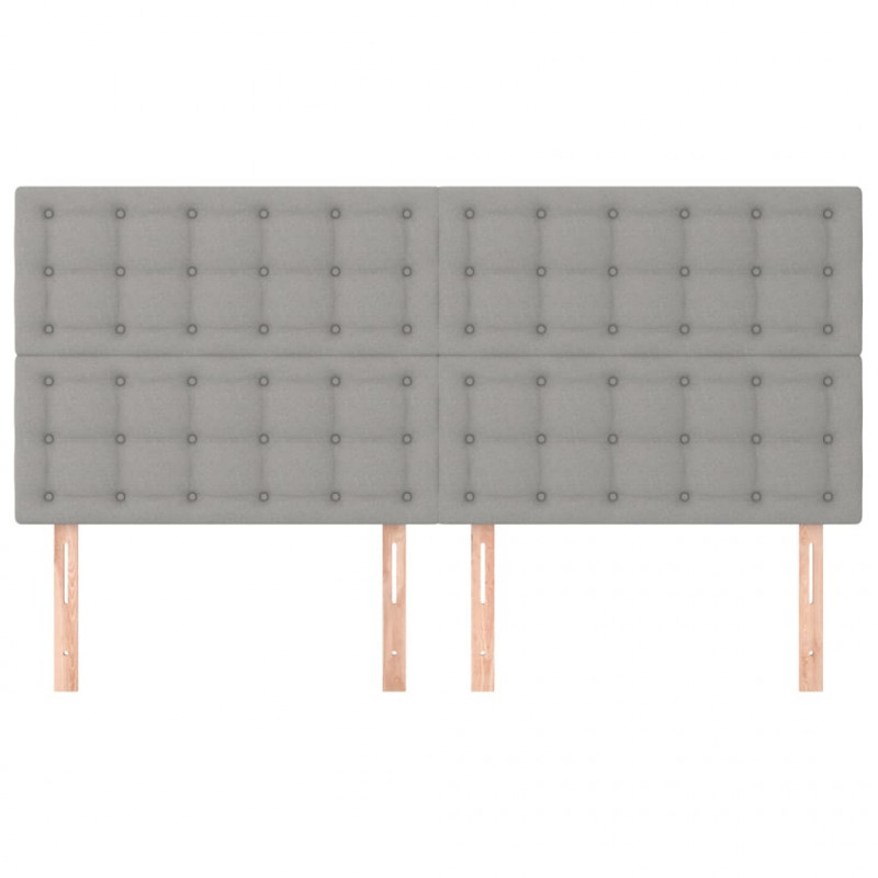 Zagłówki do łóżka, 4 szt., jasnoszary, 90x5x78/88 cm, tkanina