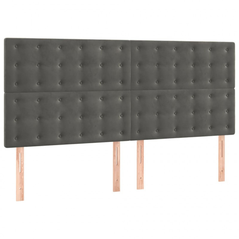Zagłówki do łóżka, 4 szt, ciemnoszary, 100x5x78/88cm, aksamitny