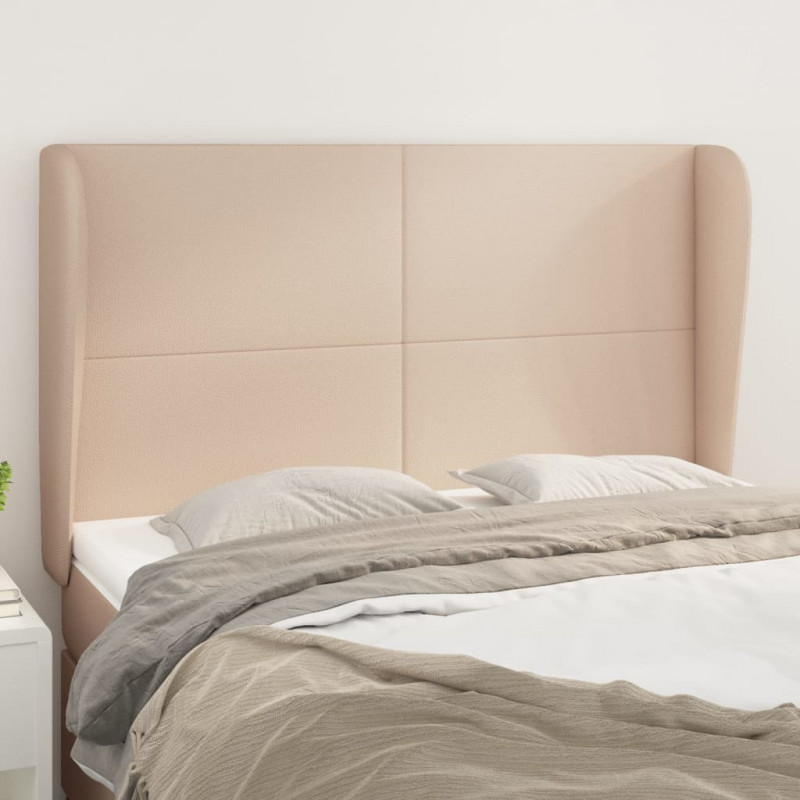 Zagłówek uszak, cappuccino, 147x23x118/128 cm, sztuczna skóra