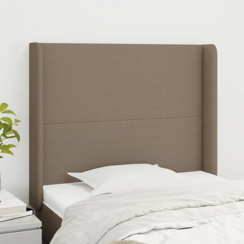 Zagłówek uszak, taupe, 83x16x118/128 cm, tkanina