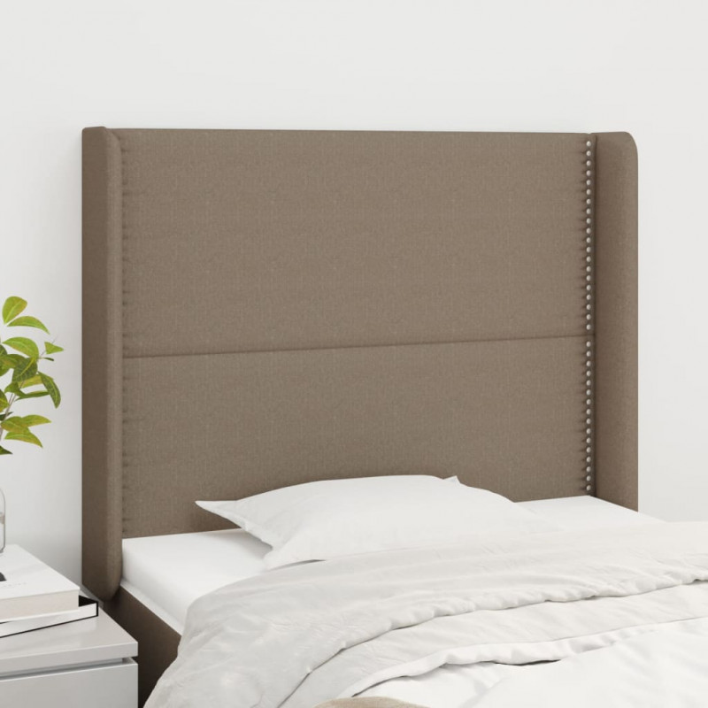 Zagłówek uszak, taupe, 83x16x118/128 cm, tkanina