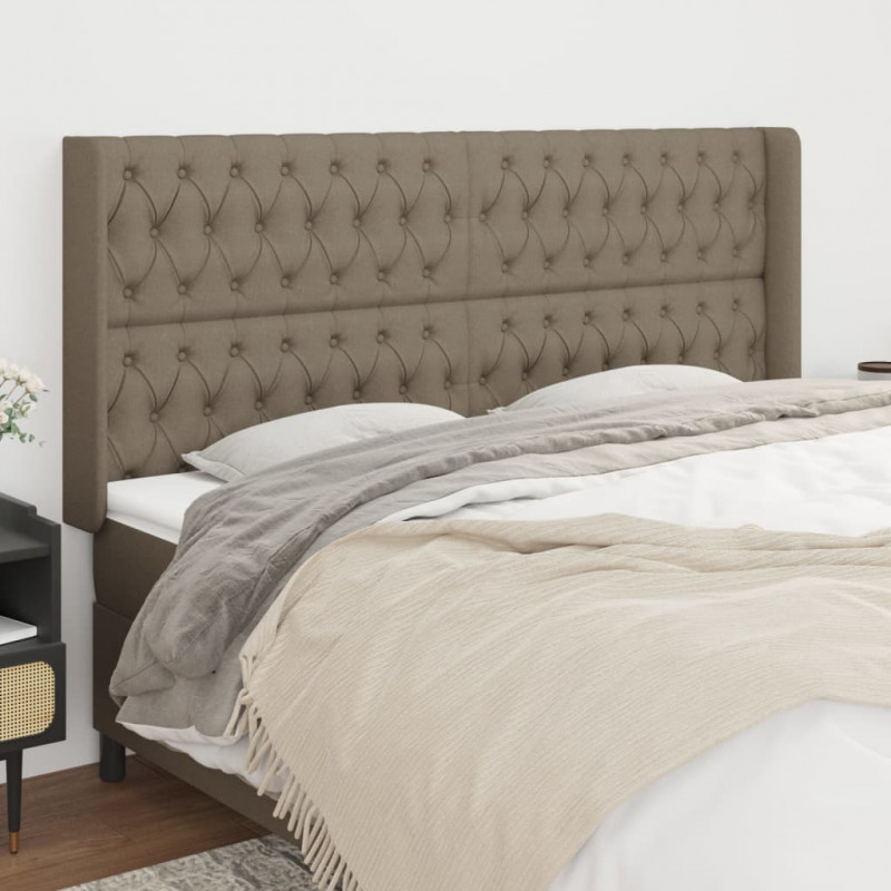 Zagłówek uszak, taupe, 203x16x118/128 cm, tkanina