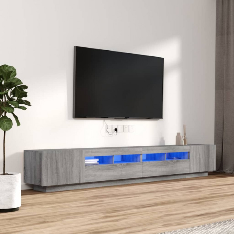 Zestaw 3 szafek TV z oświetleniem LED, szary dąb sonoma
