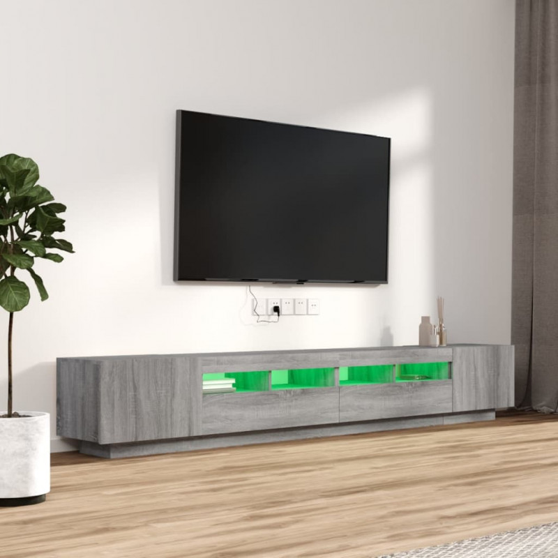 Zestaw 3 szafek TV z oświetleniem LED, szary dąb sonoma