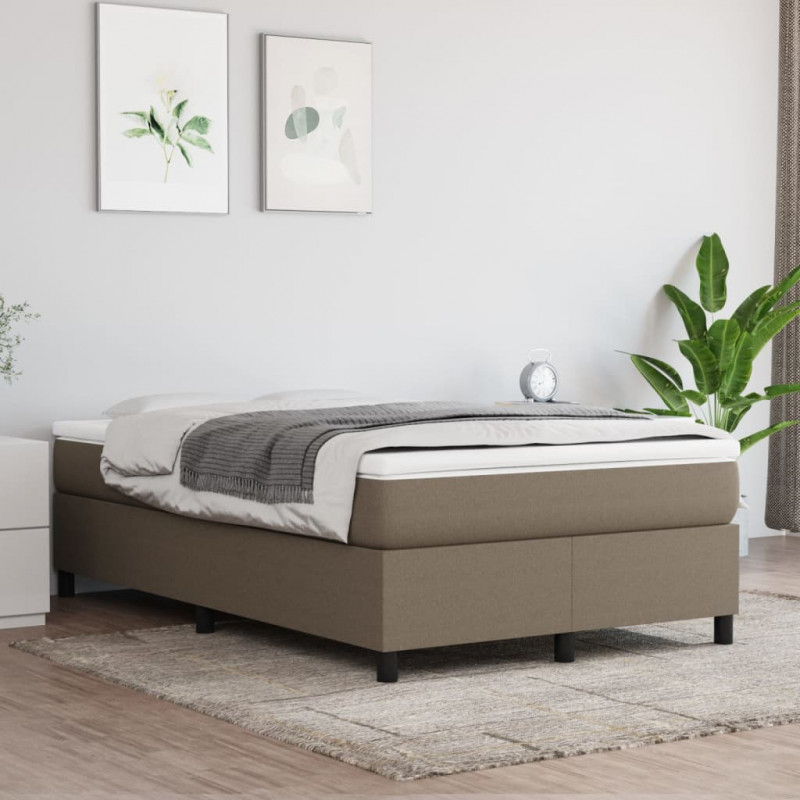 Rama łóżka bez materaca, taupe, 120x200 cm, obita tkaniną