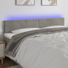 Zagłówek do łóżka z LED, jasnoszary, 160x5x78/88 cm, aksamit