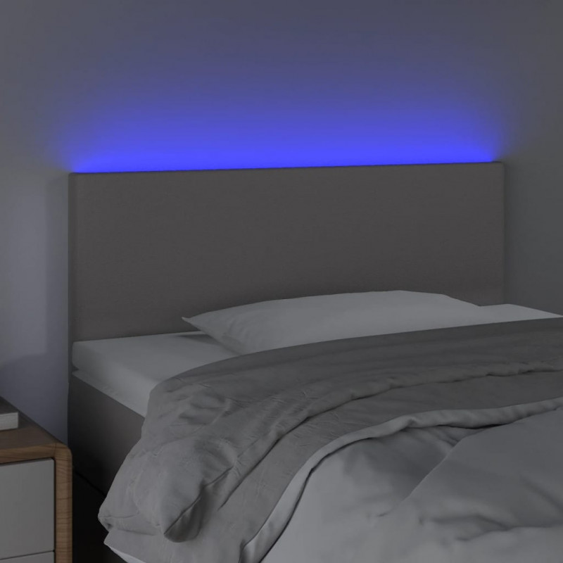 Zagłówek do łóżka z LED, szary, 90x5x78/88 cm, sztuczna skóra