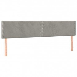 Zagłówek do łóżka z LED, jasnoszary, 180x5x78/88 cm, aksamit
