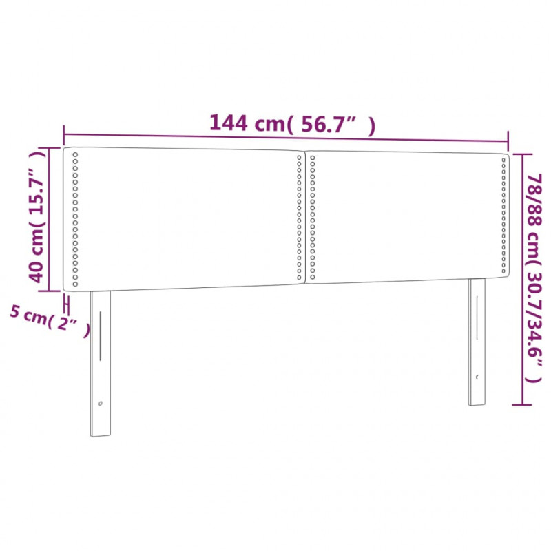 Zagłówek do łóżka z LED, ciemnoniebieski 144x5x78/88cm, aksamit
