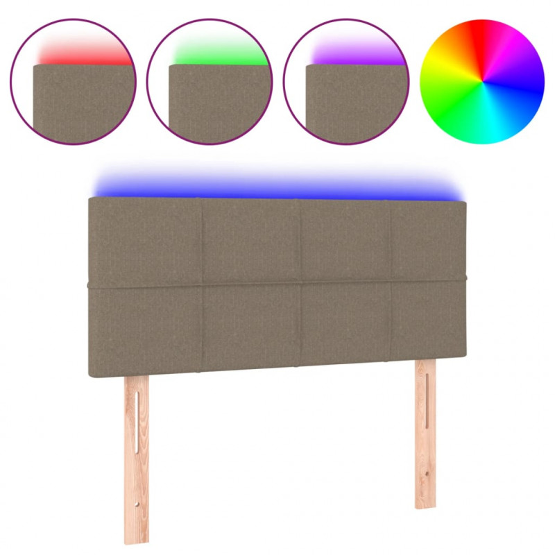 Zagłówek do łóżka z LED, taupe, 90x5x78/88 cm, tkanina