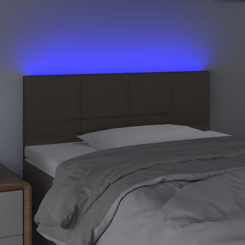 Zagłówek do łóżka z LED, taupe, 90x5x78/88 cm, tkanina