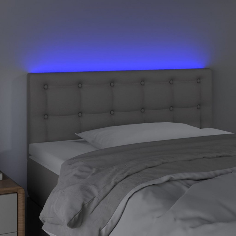 Zagłówek do łóżka z LED, szary, 80x5x78/88 cm, sztuczna skóra