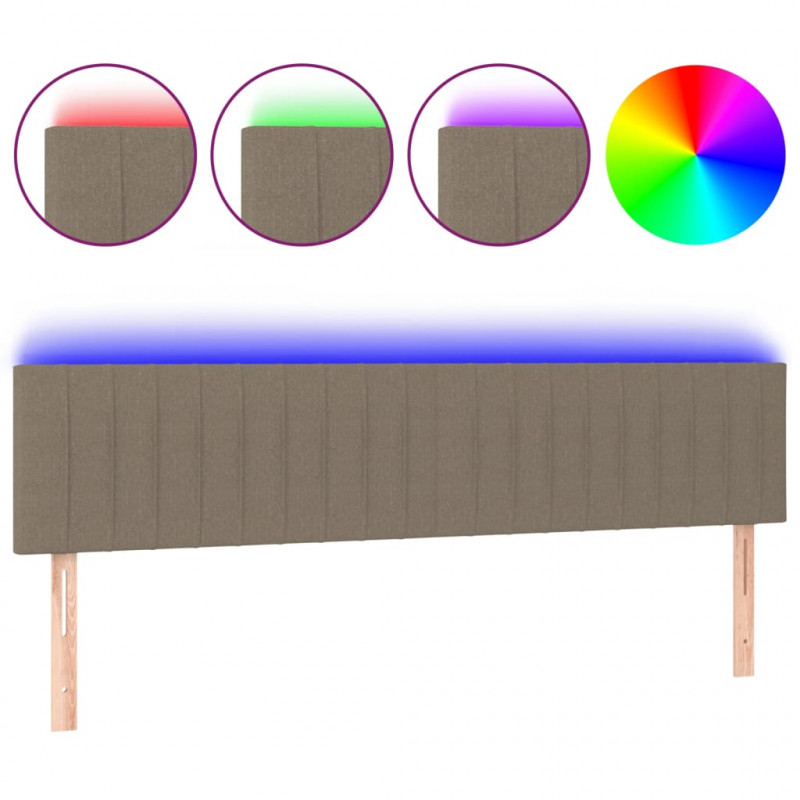 Zagłówek do łóżka z LED, taupe, 180x5x78/88 cm, tkanina