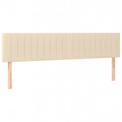 Zagłówek do łóżka z LED, kremowy, 160x5x78/88 cm, tkanina