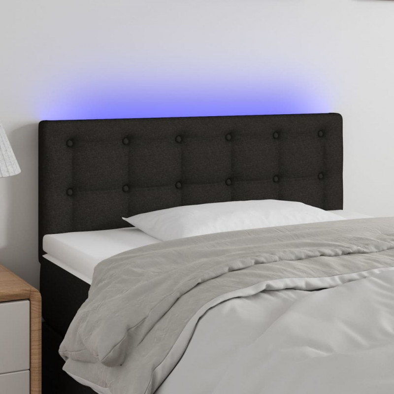Zagłówek do łóżka z LED, czarny, 80x5x78/88 cm, tkanina
