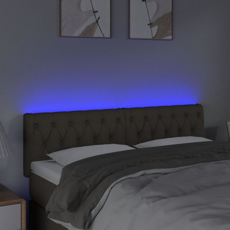 Zagłówek do łóżka z LED, taupe, 160x7x78/88 cm, tkanina