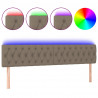 Zagłówek do łóżka z LED, taupe, 180x7x78/88 cm, tkanina