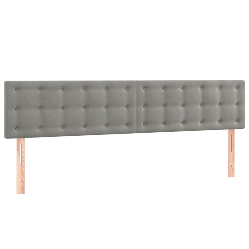 Zagłówek do łóżka z LED, jasnoszary, 200x5x78/88 cm, aksamit